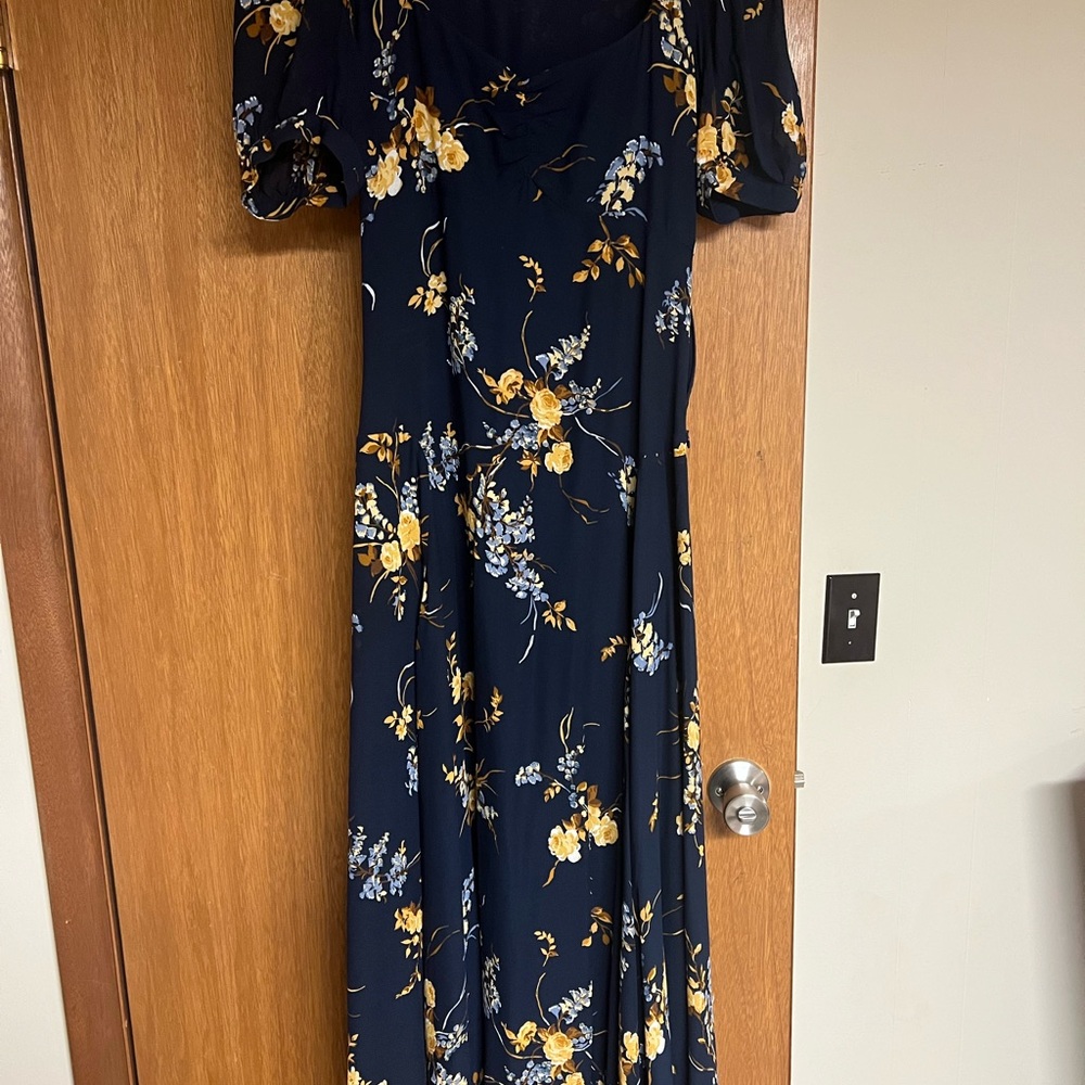 Reformation Navy Floral Maxi Dress